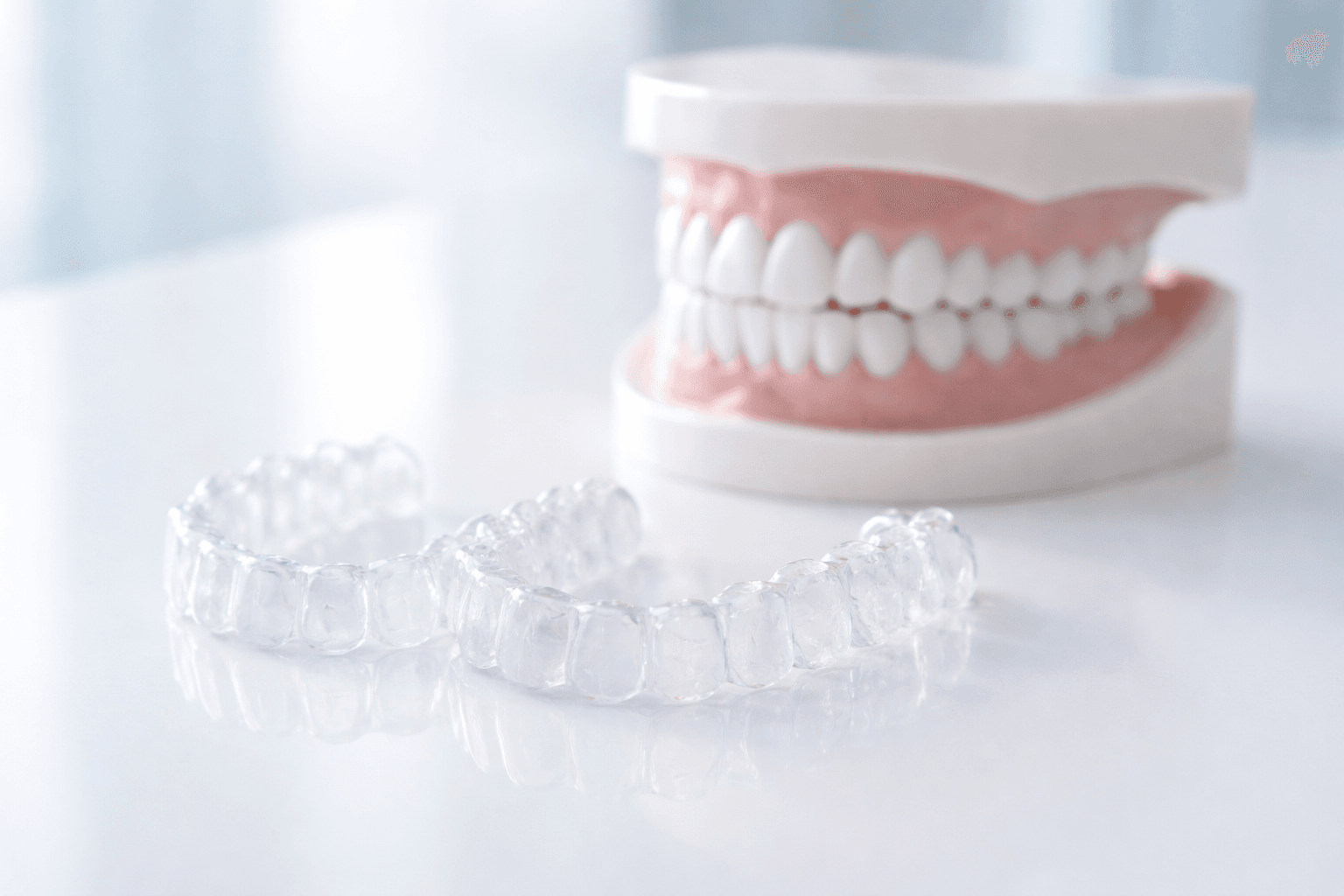 Przezroczyste nakładki ortodontyczne (alignery) na modelu zębów - EBM Dentysta Poznań Piątkowo